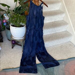 NWT Lou & Grey Elegant Navy Satin Jumpsuit